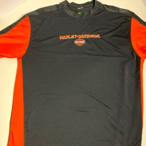 Harley-Davidson Men's Black and Orange Tee
